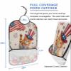 Kewadony Adult Bibs for Elderly Women - 4th of July Cats Waterproof Dining Clothing Protectors with Crumb Catcher for Eating/Feeding, Independence Day Floral American Flag Terry Cloth Bib Washable view 2