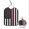 Kewadony Adult Bibs for Elderly Women - Thin Pink Line Flag Waterproof Dining Clothing Protectors with Crumb Catcher for Eating/Feeding, American Flag Pink Stripes Terry Cloth Bib Machine Washable view 1