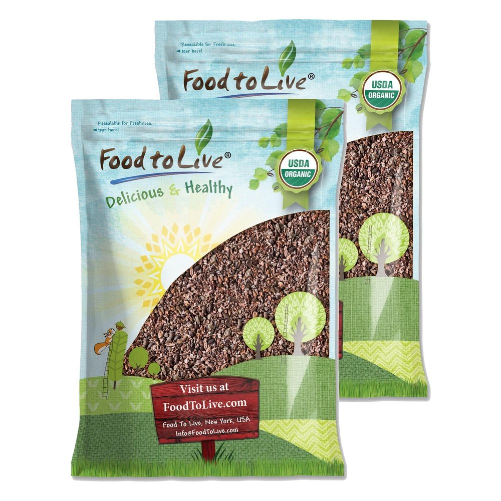 Food to Live Organic Sweet Cacao Nibs, 14 Pounds  Non-GMO, Lightly Sweetened with Coconut Sugar, Raw, Non-Irradiated, Vegan, Kosher, Bulk, Great for Snacking, Baking & Smoothies. High in Antioxidant