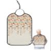Kewadony Adult Bibs for Elderly Women - Red Orange Green Florals Waterproof Dining Clothing Protectors with Crumb Catcher for Eating/Feeding, Spring Weeping Flowers Linen Texture Terry Cloth Bib view 1