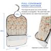 Kewadony Adult Bibs for Elderly Women - Red Orange Green Florals Waterproof Dining Clothing Protectors with Crumb Catcher for Eating/Feeding, Spring Weeping Flowers Linen Texture Terry Cloth Bib view 2