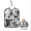 Kewadony Adult Bibs for Elderly Women - Black and Grey Waterproof Dining Clothing Protectors with Crumb Catcher for Eating/Feeding, Abstract Art Black Smear Painting Terry Cloth Bib Machine Washable view 1