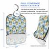 Adult Bibs for Elderly Women - Summer Lemon Waterproof Dining Clothing Protectors with Crumb Catcher for Eating/Feeding, Modern Abstract Art Blue Yellow Fruit Terry Cloth Bib Machine Washable view 2