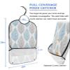 Kewadony Adult Bibs for Elderly Women - Blue and Grey Leaf Texture Waterproof Dining Clothing Protectors with Crumb Catcher for Eating/Feeding, Gray Abstract Art Leaves Terry Cloth Bib Washable view 2