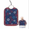 Kewadony Adult Bibs for Elderly Women - Independence Day Waterproof Dining Clothing Protectors with Crumb Catcher for Eating/Feeding, 4th of July Fireworks Star Blue Red Line Terry Cloth Bib Washable view 1