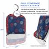 Kewadony Adult Bibs for Elderly Women - Independence Day Waterproof Dining Clothing Protectors with Crumb Catcher for Eating/Feeding, 4th of July Fireworks Star Blue Red Line Terry Cloth Bib Washable view 2