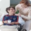 Kewadony Adult Bibs for Elderly Women - Independence Day Waterproof Dining Clothing Protectors with Crumb Catcher for Eating/Feeding, 4th of July Fireworks Star Blue Red Line Terry Cloth Bib Washable view 3
