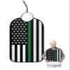 Kewadony Adult Bibs for Elderly Women - Thin Green Line Flag Waterproof Dining Clothing Protectors with Crumb Catcher for Eating/Feeding, American Flag Green Stripes Terry Cloth Bib Machine Washable