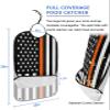 Adult Bibs for Elderly Women - Thin Orange Line Flag Waterproof Dining Clothing Protectors with Crumb Catcher for Eating/Feeding, American Flag Orange Stripes Terry Cloth Bib Machine Washable view 2