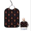 Adult Bibs for Elderly Women - Coastal Red Lobster Filling Waterproof Dining Clothing Protectors with Crumb Catcher for Eating/Feeding, Black Retro Ocean Life Terry Cloth Bib Machine Washable view 1
