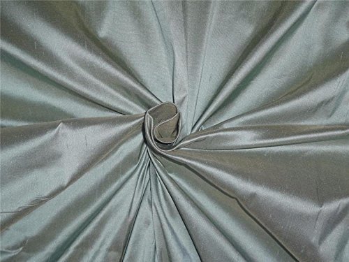 100% Silk Dupioni Fabric Dusty Blue x Light Mustard Color 54" Wide DUP229[2]
