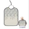 Kewadony Adult Bibs for Elderly Women - Blue Grey Florals Waterproof Dining Clothing Protectors with Crumb Catcher for Eating/Feeding, Spring Weeping Flowers Linen Texture Terry Cloth Bib Washable view 1