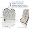 Kewadony Adult Bibs for Elderly Women - Blue Grey Florals Waterproof Dining Clothing Protectors with Crumb Catcher for Eating/Feeding, Spring Weeping Flowers Linen Texture Terry Cloth Bib Washable view 2
