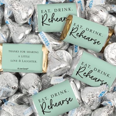 116 Pcs Wedding Rehearsal Dinner Candy Favors Miniatures Chocolate & Kisses (1.50 lbs) - Mint