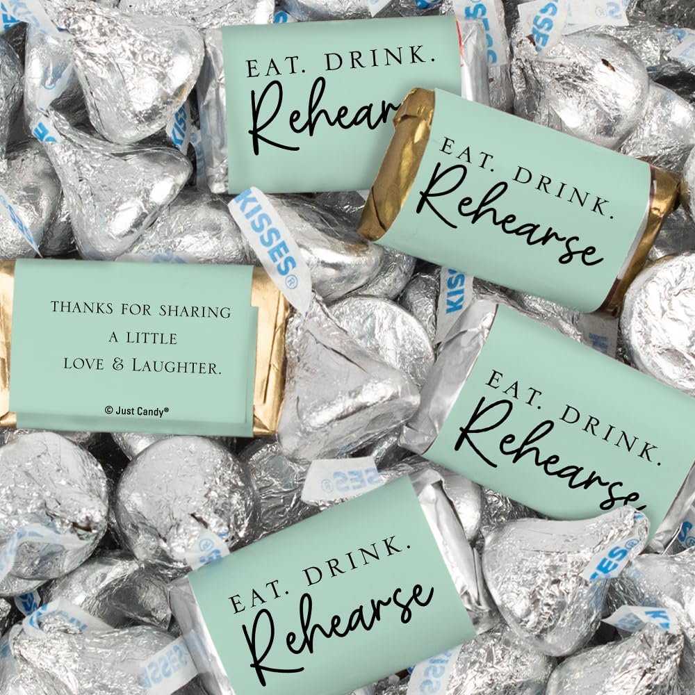 116 Pcs Wedding Rehearsal Dinner Candy Favors Miniatures Chocolate & Kisses (1.50 lbs) - Mint