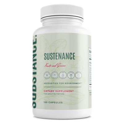 SUBSTANCE. - Nature's Sustenance Daily Greens, Daily Fruit and Veggies Supplement - Enhance Energy, Mental Clarity - Fruits and Vegetables Supplements - US Made, Vegan-Friendly - 30 Servings.