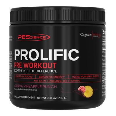 PEScience Prolific Pre Workout Powder for Men & Women with L-Citrulline Nitric Oxide Booster, Energy Powder & Nootropic for Focus  Preworkout Without Beta Alanine  40 Scoops, Guava Pineapple Punch