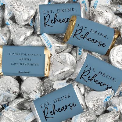 116 Pcs Wedding Rehearsal Dinner Candy Favors Miniatures Chocolate & Kisses (1.50 lbs) - Dusty Blue