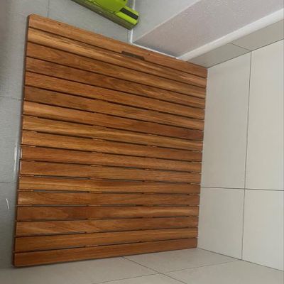 HDYZJQ Raised Wood Shower Mats for Showers Anti Slip for Elderly Large, 16 20 24 28 32 36 Inch Long Heavy Teak Bath Mats for Bathroom Floor/Outside Tub, Quick Dry(28x32x1.2in(70x80x3.2cm))