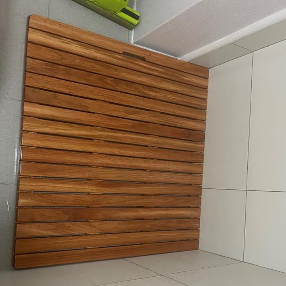 HDYZJQ Raised Wood Shower Mats for Showers Anti Slip for Elderly Large, 16 20 24 28 32 36 Inch Long Heavy Teak Bath Mats for Bathroom Floor/Outside Tub, Quick Dry(28x32x1.2in(70x80x3.2cm))