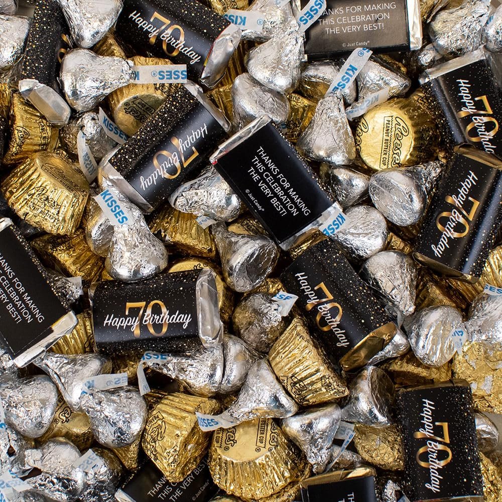 1.62 lbs 70th Birthday Candy Chocolate Mix Party Favors for Guests (Approx. 110 pcs)