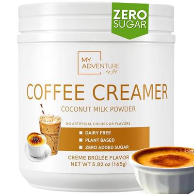 Non Dairy Coffee Creamer Powder - Zero Sugar Powdered Creamer for Hot or Iced Coffee - Keto Creamer for Women & Men - Low Calorie Coconut Creamer for Coffee (Crme Brle Flavor)