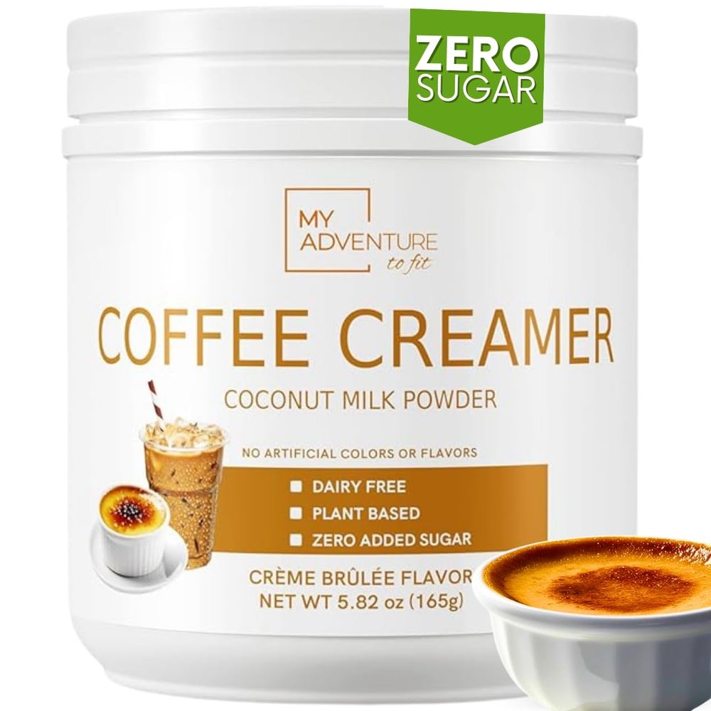 Non Dairy Coffee Creamer Powder - Zero Sugar Powdered Creamer for Hot or Iced Coffee - Keto Creamer for Women & Men - Low Calorie Coconut Creamer for Coffee (Crme Brle Flavor)