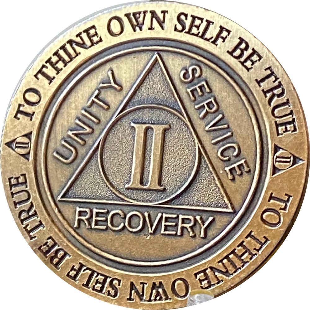 2 Year AA Medallion Trust God Clean House Help Others Sobriety Chip