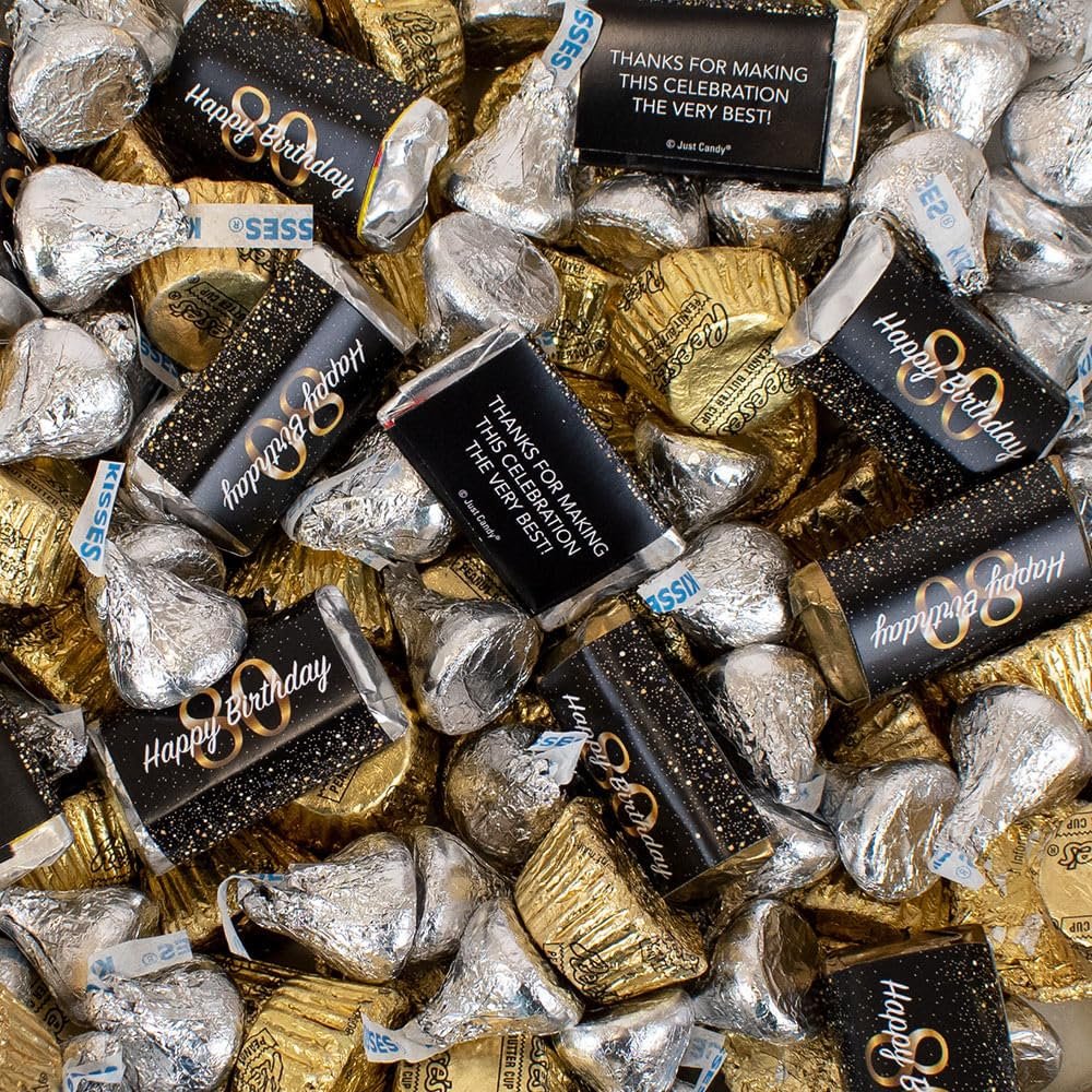 1.62 lbs 80th Birthday Candy Chocolate Mix Party Favors for Guests (Approx. 110 pcs)