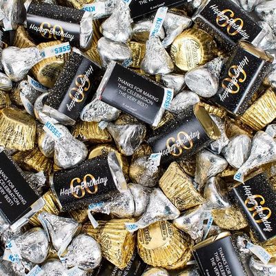 1.75 lbs 60th Birthday Candy Chocolate Mix Party Favors for Guests (Approx. 105 pcs)