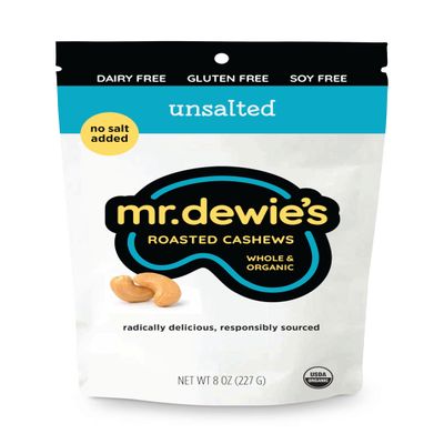 Mr. Dewie's Uniquely Flavored Whole Organic Roasted Cashews - 8oz bag (Unsalted)