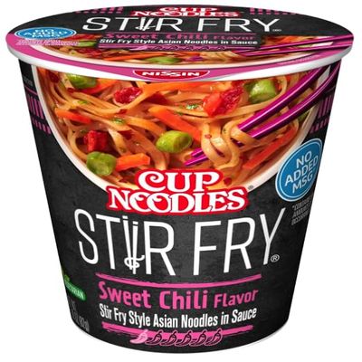 Cup Noodles Stir Fry Noodles in Sauce + King Combo QR code (Sweet Chili (2 Count))