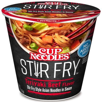 Cup Noodles Stir Fry Noodles in Sauce + King Combo QR code (Teryiaki Beef (2 count.))