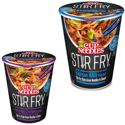 Cup Noodles Stir Fry Noodles in Sauce + King Combo QR code (Teryiaki Chicken and Korean BBQ (3 ea.))