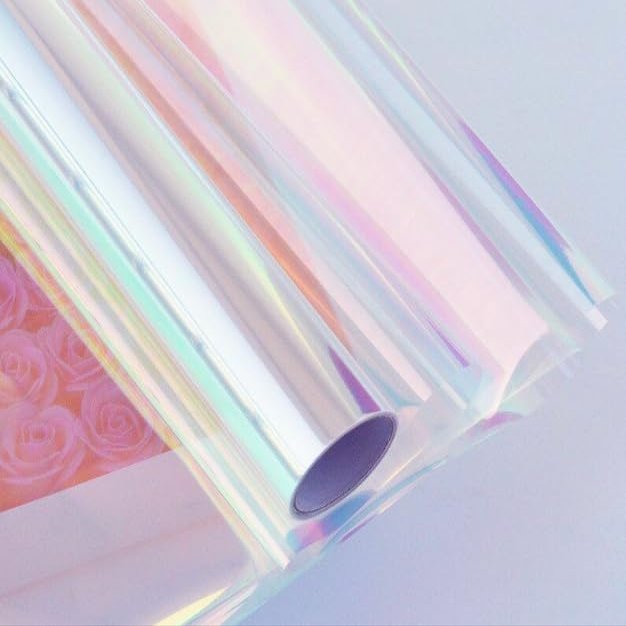 Flower Bee Floral Supply Cellophane Wrap Transparent, Iridescent or Victorian Lace Rolls Choose Colors Choose length 20-40 Inch Choose Feet 25-100 -30 Inch, Clear Iridescent