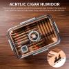CIGARLOONG Cigar Humidor Large Accommodate 100 Cigars,Built-in Cedar Wood Shelf with High Precision Hygrometer Transparent Cigar Storage Box view 3
