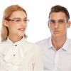 Viseng 3 pairs of reading glasses, blue light blocking glasses, computer reading glasses for men and women, fashionable rectangular one-piece glasses frame+1.0(Blue) view 4
