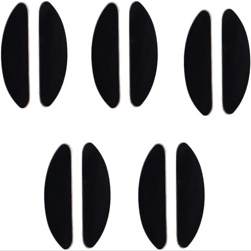 5 Pair Black Silicone Adhesive Eyeglass Nose Pads, Anti-Slip D-Type Eyeglass Nose Grips Nosepads for Eyeglass Glasses Sunglasses Eyeglass Repair Kits