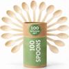 (100 Count) Disposable Wooden Spoons Set - Alternative to Plastic, Eco Friendly, Biodegradable, Compostable Cutlery Set - 100 Wood Spoons Disposable Set view 1