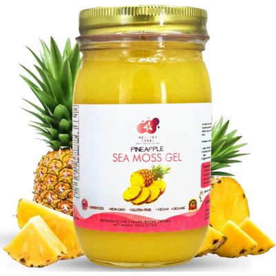 Healthy Herbs Sea Moss Gel (Pineapple) Wildcrafted from Jamaican St Lucia Gold Seamoss | Wild-Harvested Superfood with Over 90 Essential Vitamins & Minerals | Vegan, Non-GMO, US-Made (16 oz.)