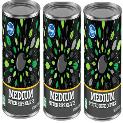 Medium Pitted Ripe Black Olives (Pack Of 3 Cans) 6 oz.