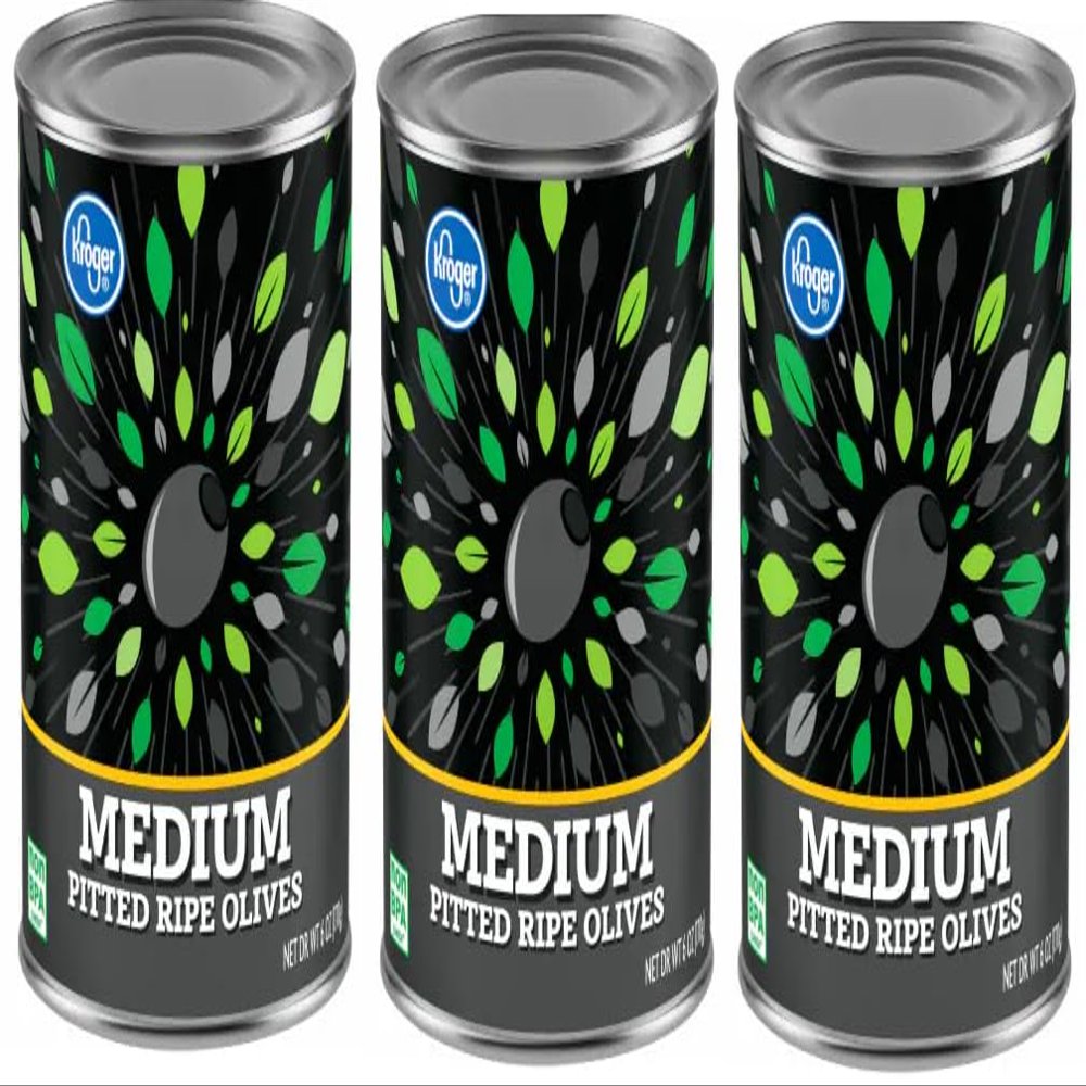 Medium Pitted Ripe Black Olives (Pack Of 3 Cans) 6 oz.