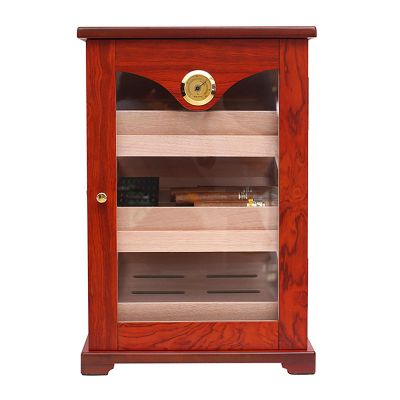 Cigar Humidor with Front Hygrometer, Humidifier and Drawers-Tempered Glass Cigar Humidor Box - Spanish Cedar Humidor-Desktop Humidor That can Hold 100+ Cigars as Gift for Men