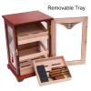 Cigar Humidor with Front Hygrometer, Humidifier and Drawers-Tempered Glass Cigar Humidor Box - Spanish Cedar Humidor-Desktop Humidor That can Hold 100+ Cigars as Gift for Men view 4
