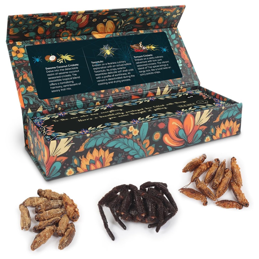 White Elephant Gifts For Adults - 0.78 Ounce Real Edible Flavored Insects For Humans, Funny Birthday Gifts, Weird Gifts (Tarantula & Assorted Bugs, Box of 3)