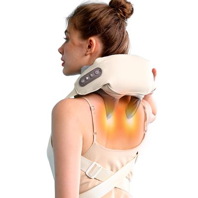 Asinhe Wearable Neck Shoulder Massager, Deep Tissue Shiatsu Back Massagers with Heat for Pain Relief, Electric Human-Hand Kneading Squeeze Muscles Massage Pillow, Gifts for Women Men Full Body Use