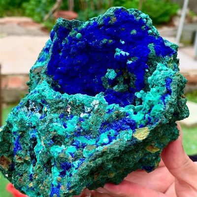 AtkitS Natural Azurite Malachite Geode Crystal Mineral Specimen Reiki Healing Stone Collectible (Size : 710-800g)