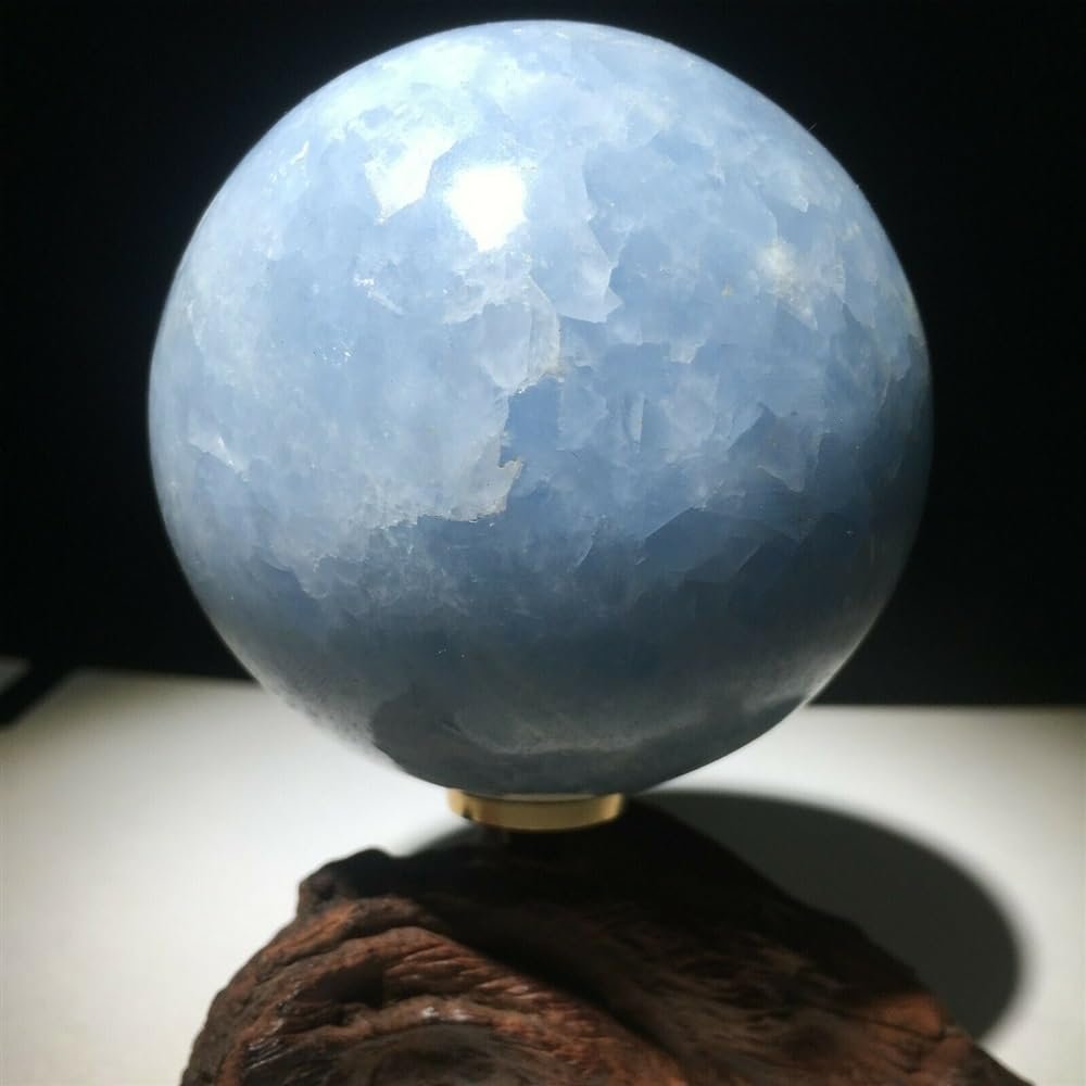 AtkitS Natural Semi-Precious Stone Blue Calcite Ball Celestite Crystal Sphere (Size : 300-400g)
