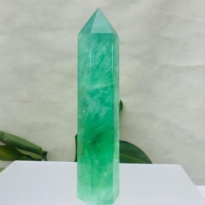 AtkitS Natural Green Fluorite Hexagon Column Crystal Point Healing Rod Mineral Wand (Size : 1300-1400g)