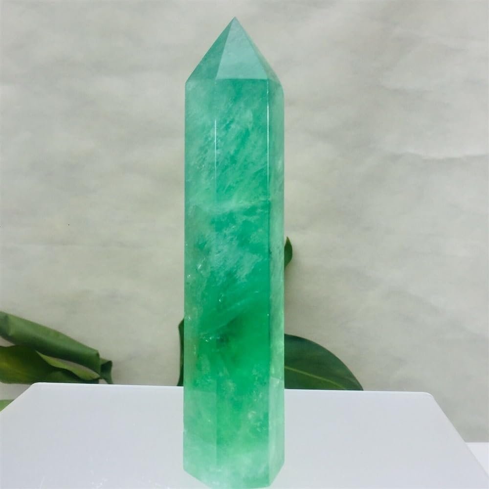 AtkitS Natural Green Fluorite Hexagon Column Crystal Point Healing Rod Mineral Wand (Size : 1300-1400g)